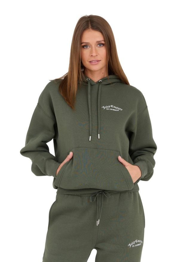 Juicy Couture - JUICY COUTURE Zielona damska bluza Recycled Queenie Hoodie, Rozmiar XXS. Kolor: zielony