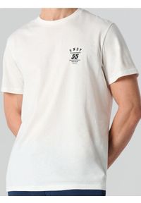 Sinsay - Bawełniana koszulka z nadrukiem - kremowy. Kolor: kremowy. Materiał: bawełna. Wzór: nadruk #1