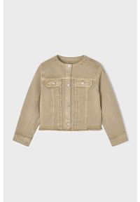 Mayoral kurtka jeansowa dziecięca kolor beżowy. Okazja: na co dzień. Kolor: beżowy. Materiał: jeans. Wzór: gładki. Styl: casual