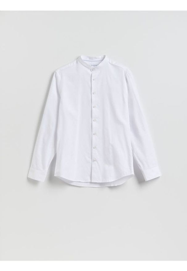 Reserved - Bawełniana koszula slim fit - biały. Kolor: biały. Materiał: bawełna