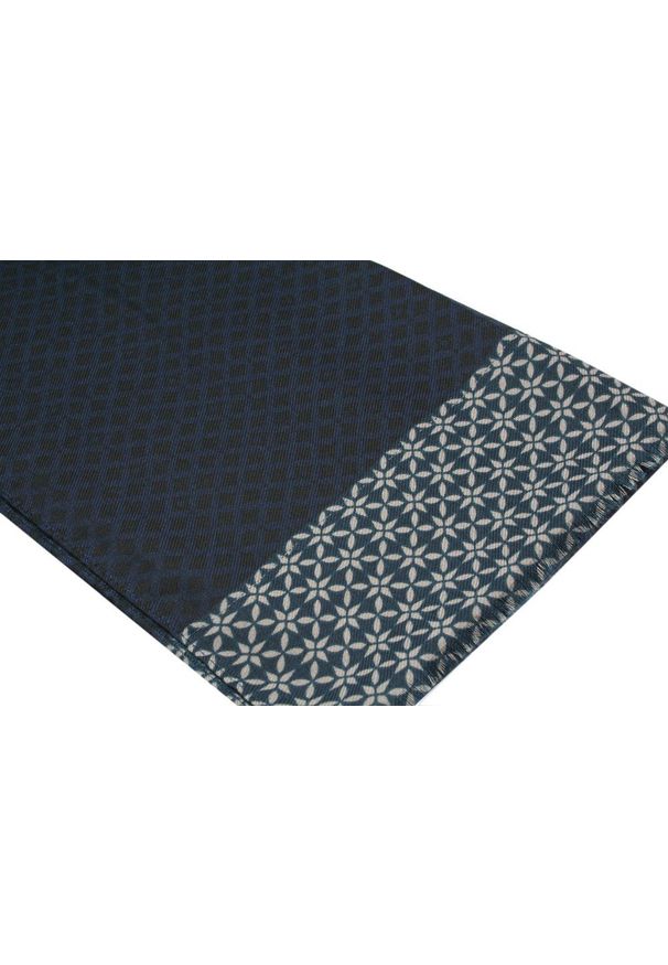 V. Fraas - Szalik Elegancki Przejściowy, Granatowo-Beżowy Cienki, Wzór Geometryczny -V.Fraas. Kolor: niebieski, beżowy, brązowy, wielokolorowy. Wzór: geometria. Styl: elegancki