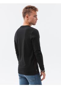 Ombre Clothing - Longsleeve męski z kieszonką - czarny V6 L130 - XL. Kolor: czarny. Materiał: bawełna, tkanina, materiał. Długość rękawa: długi rękaw. Wzór: kropki #3