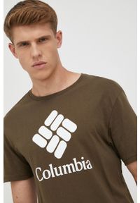 columbia - Columbia t-shirt męski kolor zielony 1680053-014. Okazja: na co dzień. Kolor: zielony. Materiał: bawełna. Wzór: nadruk. Styl: casual #3