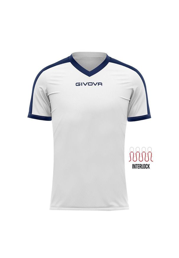 Koszulka piłkarska dla dzieci Givova Revolution Interlock. Kolor: biały, niebieski, wielokolorowy. Sport: piłka nożna