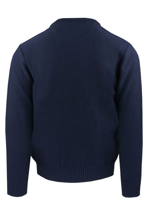 Sweter dla Mężczyzny - Lasota - Okrągły Dekolt, Granat. Kolor: niebieski. Materiał: akryl, wełna. Sezon: zima, jesień