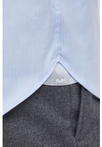 Michael Kors koszula bawełniana MD0MD91516 męska kolor turkusowy slim z kołnierzykiem klasycznym. Typ kołnierza: kołnierzyk klasyczny. Kolor: turkusowy. Materiał: bawełna. Długość rękawa: długi rękaw. Długość: długie. Styl: klasyczny #3