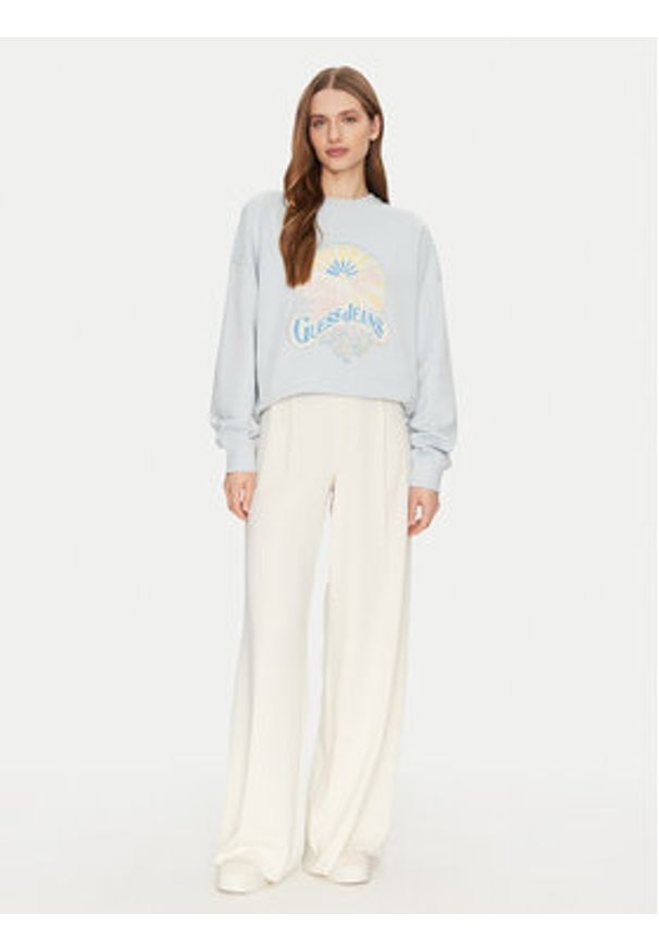 Guess Jeans Bluza W5GQ16 K68I4 Błękitny Regular Fit. Kolor: niebieski. Materiał: bawełna