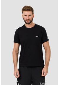 Emporio Armani - EMPORIO ARMANI Czarny męski t-shirt bande logo, Rozmiar XL. Kolor: czarny