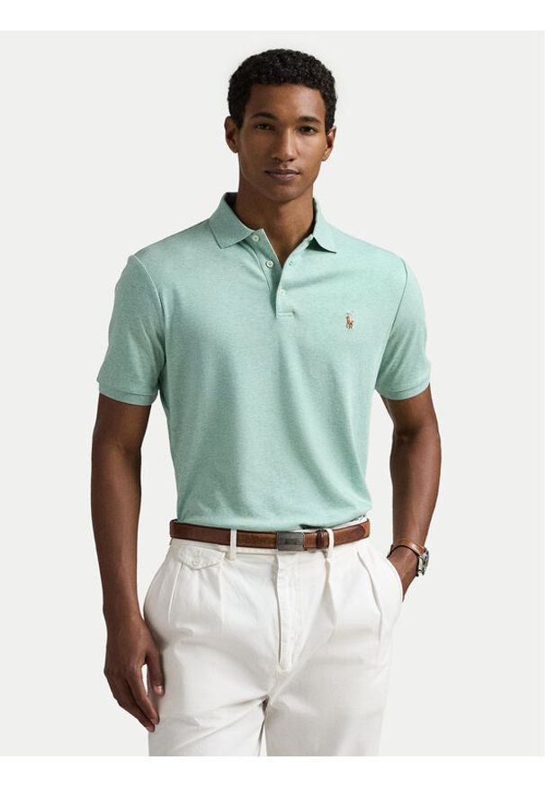Polo Ralph Lauren Polo 710704319166 Zielony Custom Slim Fit. Typ kołnierza: polo. Kolor: zielony. Materiał: bawełna