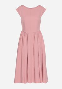 Born2be - Różowa Rozkloszowana Sukienka Vices z Dekoltem Typu Łódka Milasena. Okazja: na co dzień. Kolor: różowy. Materiał: jeans. Wzór: aplikacja. Typ sukienki: rozkloszowane. Styl: casual #7