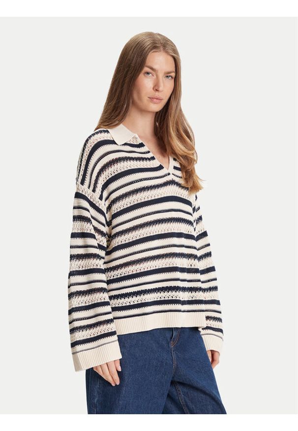 TOMMY HILFIGER - Tommy Hilfiger Sweter WW0WW46524 Beżowy Relaxed Fit. Kolor: beżowy. Materiał: bawełna