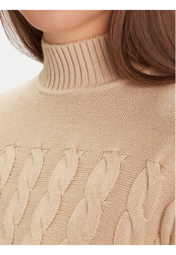 Guess Golf W5BR30 Z1192 Beżowy Regular Fit. Typ kołnierza: golf. Kolor: beżowy. Materiał: syntetyk