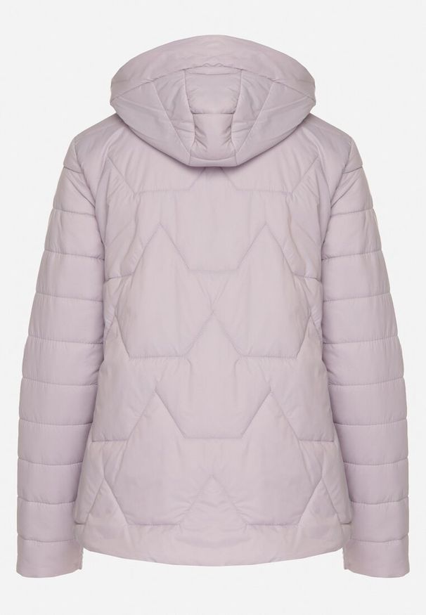 Born2be - Jasnofioletowa Pikowana Kurtka z Odpinanym Kapturem Noridi. Okazja: na co dzień. Kolor: fioletowy. Materiał: jeans. Styl: casual, elegancki, klasyczny