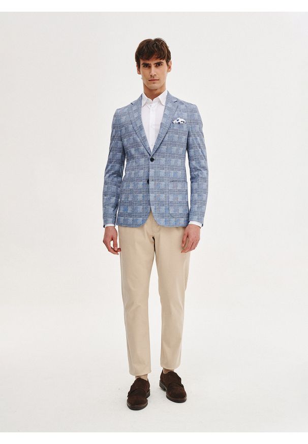 Pako Lorente - PAKO LORENTE – Dzianinowa marynarka w kratkę. Materiał: dzianina. Wzór: kratka. Sezon: wiosna