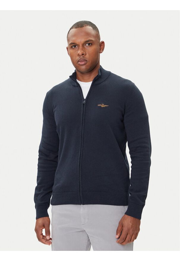 Aeronautica Militare Kardigan 252MA1580UL00506 Granatowy Regular Fit. Kolor: niebieski. Materiał: bawełna