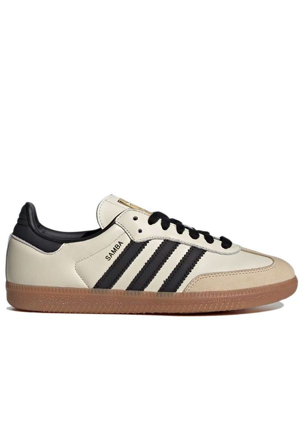 Adidas - Buty damskie adidas Originals Samba OG ID0478 - beżowe. Okazja: na co dzień. Zapięcie: sznurówki. Kolor: beżowy. Materiał: guma, syntetyk, zamsz, skóra. Szerokość cholewki: normalna