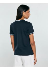 Big-Star - Koszulka damska z kontrastowym wykoŅczeniem granatowa Lemoure 403. Kolor: niebieski. Materiał: dzianina. Wzór: haft, ze splotem. Styl: elegancki, klasyczny, sportowy #3