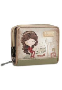 Beżowy Damski Kompaktowy Portfel Anekke. Kolor: beżowy. Materiał: materiał. Wzór: haft #2