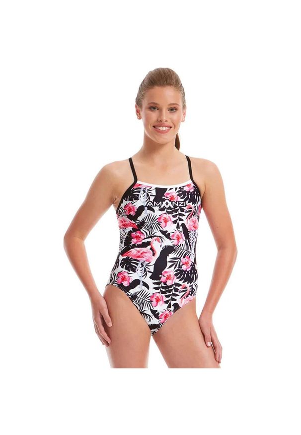 AMANZI - Amanzi Damski Kostium Kąpielowy Spectrum Z Wiązaniem Na Plecach – Rozmiar 38. Kolor: niebieski, wielokolorowy, różowy, zielony, czerwony