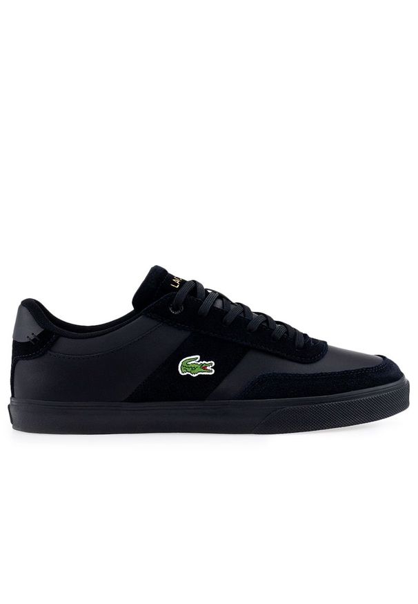 Buty Lacoste Court Master Pro 2222SMA 744SMA0084-02H - czarne. Zapięcie: sznurówki. Kolor: czarny. Materiał: guma, zamsz, skóra, materiał, syntetyk. Szerokość cholewki: normalna. Sport: tenis