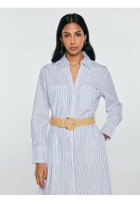 Big-Star - Sukienka damska midi koszulowa w paski jasnoniebieska Merinsa 400. Okazja: na co dzień. Kolor: niebieski. Materiał: bawełna, tkanina. Długość rękawa: długi rękaw. Wzór: paski. Typ sukienki: koszulowe. Styl: casual, klasyczny, elegancki. Długość: midi #2