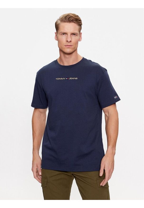 Tommy Jeans T-Shirt Classic Gold Linear DM0DM17728 Granatowy Classic Fit. Kolor: niebieski. Materiał: bawełna