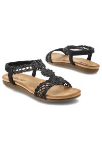 Czarne Sandały Artiker Eleganckie Obuwie Damskie. Okazja: na co dzień. Zapięcie: pasek. Kolor: czarny. Materiał: koronka. Wzór: ażurowy, kwiaty. Sezon: lato. Styl: elegancki #6