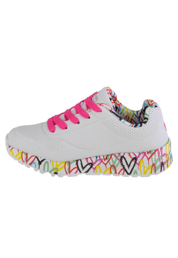 skechers - Buty sportowe Sneakersy dziewczęce, Skechers Uno Lite. Kolor: biały. Materiał: guma, syntetyk, tkanina, materiał. Sport: turystyka piesza