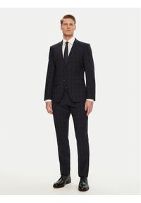 BOSS Garnitur 50538032 Granatowy Slim Fit. Kolor: niebieski. Materiał: wełna