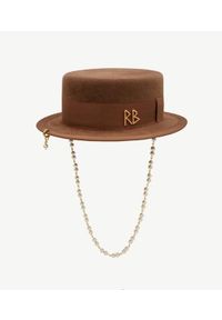 RUSLAN BAGINSKIY - Brązowy kapelusz z łańcuszkiem. Kolor: brązowy. Materiał: bawełna #3
