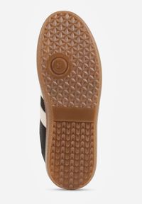 Born2be - Czarno-Beżowe Płaskie Sneakersy Ozdobione Paskami Glaria. Okazja: na co dzień. Zapięcie: pasek. Kolor: czarny. Materiał: jeans. Wzór: aplikacja #6