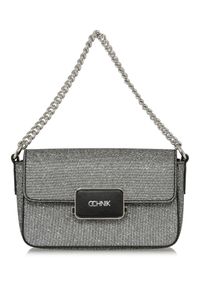Ochnik - Srebrna kopertówka damska. Kolor: srebrny. Materiał: skórzane. Rodzaj torebki: na ramię #5