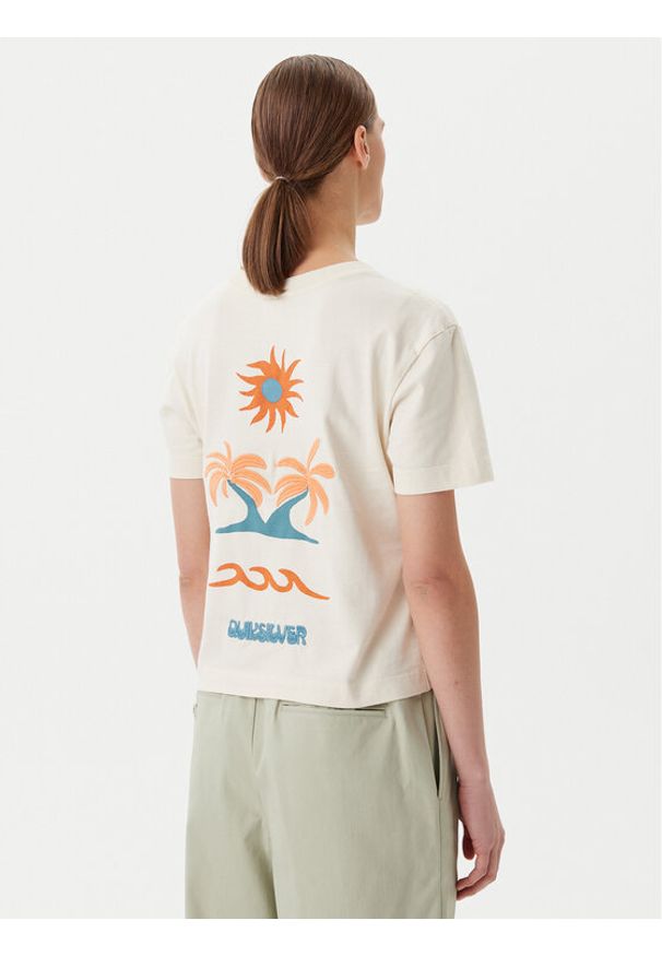 Quiksilver T-Shirt EQWZT03181 Beżowy Relaxed Fit. Kolor: beżowy. Materiał: bawełna