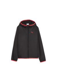 Puma - Młodzieżowa wiatrówka z podszewką z polaru PUMA Black. Kolor: czarny. Materiał: polar. Sport: bieganie