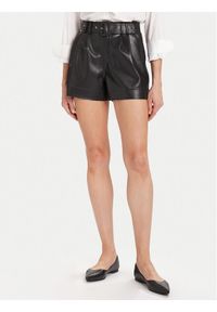 Morgan Szorty z imitacji skóry 242-SHOANE Czarny Slim Fit. Kolor: czarny. Materiał: skóra