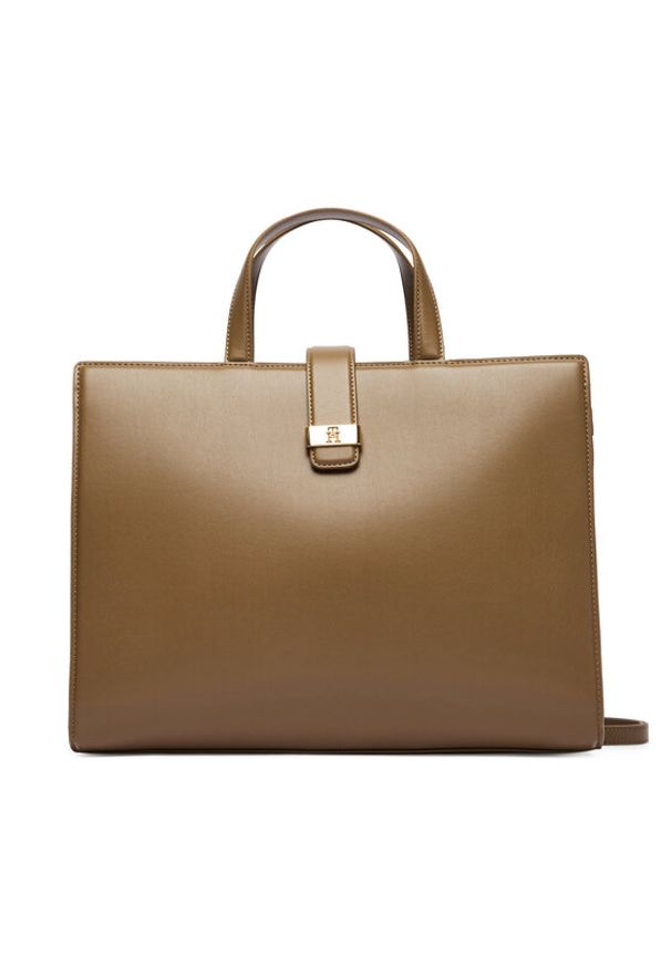 TOMMY HILFIGER - Tommy Hilfiger Torebka Th Heritage Satchel AW0AW18287 Brązowy. Kolor: brązowy. Materiał: skórzane