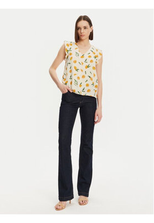 Pieces Bluzka Nya 17147804 Écru Regular Fit. Materiał: wiskoza