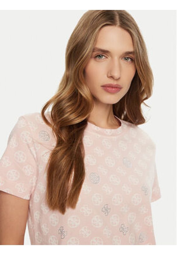 Guess T-Shirt V4YI04 I3Z14 Różowy Regular Fit. Kolor: różowy. Materiał: bawełna