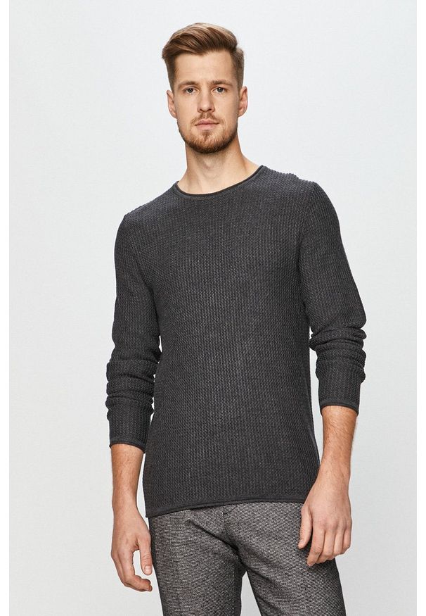 Premium by Jack&Jones - Sweter. Okazja: na co dzień. Kolor: szary. Materiał: materiał. Długość rękawa: długi rękaw. Długość: długie. Wzór: ze splotem. Styl: casual