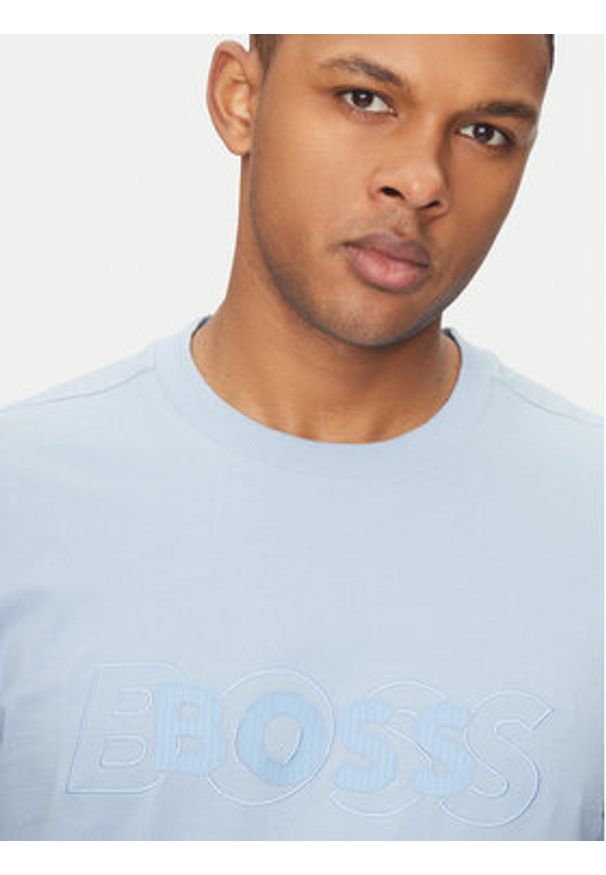 BOSS T-Shirt 50531271 Błękitny Regular Fit. Kolor: niebieski. Materiał: bawełna