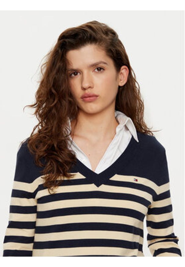TOMMY HILFIGER - Tommy Hilfiger Sweter WW0WW40098 Beżowy Regular Fit. Kolor: beżowy. Materiał: bawełna