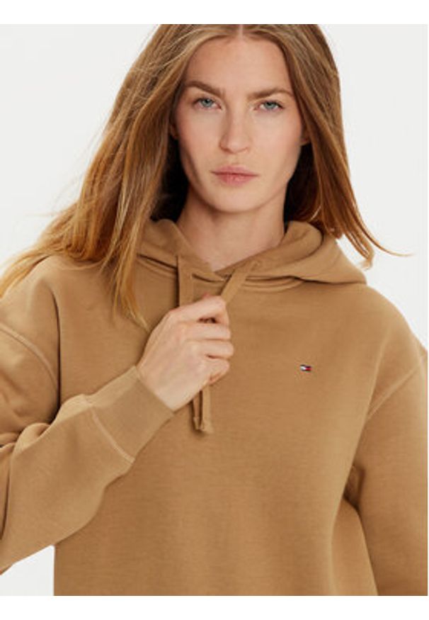 TOMMY HILFIGER - Tommy Hilfiger Bluza WW0WW44991 Beżowy Regular Fit. Kolor: beżowy. Materiał: syntetyk, bawełna