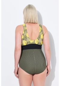 ULLA POPKEN - Damski Strój kąpielowy cytryny ozdobny pasek miękkie miseczki z recyklingu. Kolekcja: plus size. Kolor: zielony. Materiał: poliester, elastan, poliamid, materiał
