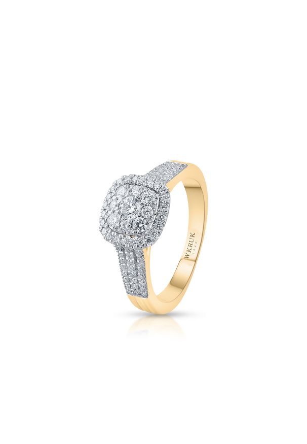 W.KRUK - Pierścionek złoty z diamentami. Materiał: złote. Kolor: złoty. Wzór: aplikacja. Kamień szlachetny: diament, brylant