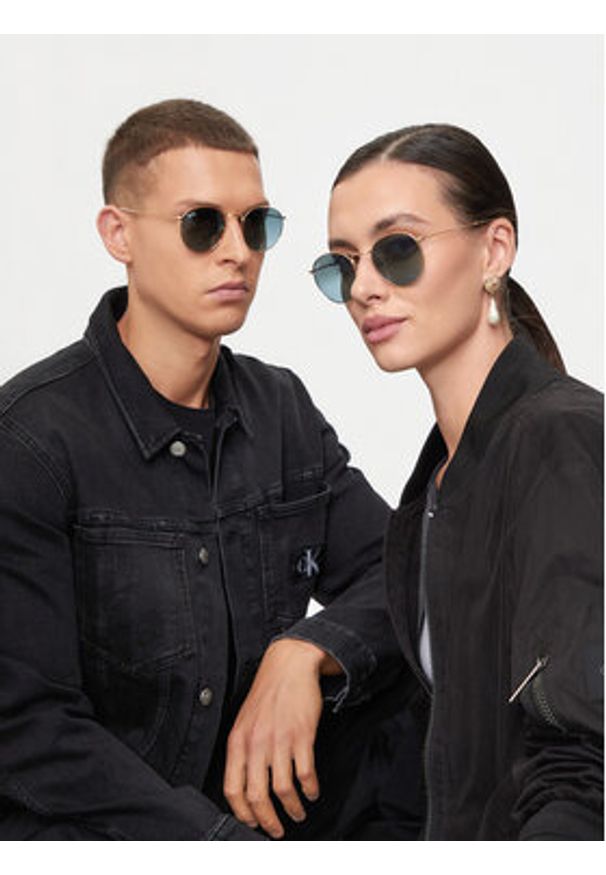 Ray-Ban Okulary przeciwsłoneczne Round Metal 0RB3447 001/3M Złoty. Kolor: złoty