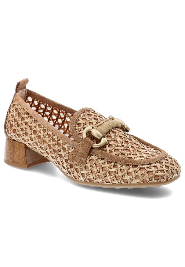 Półbuty damskie Hispanitas, ze skóry naturalnej ażurowa cholewka klasyczny fason mokasynów stabilny niski obcas, brązowe, RHV264828 Marrakech-V26 Des. Okazja: na co dzień. Kolor: brązowy. Szerokość cholewki: normalna. Wzór: ażurowy. Materiał: skóra. Sezon: wiosna, lato. Obcas: na obcasie. Styl: klasyczny. Wysokość obcasa: niski