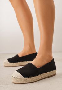 Born2be - Czarne Espadryle Zdobione Plecionką Thaxie. Okazja: na co dzień. Kolor: czarny. Materiał: len. Wzór: aplikacja. Sezon: lato. Styl: boho, casual, elegancki #7
