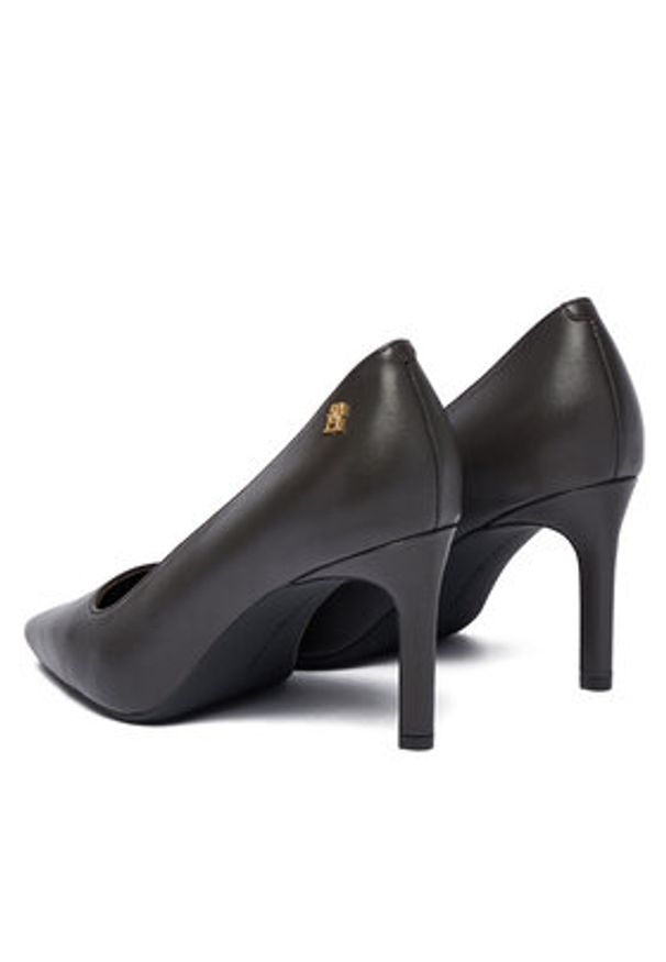 TOMMY HILFIGER - Tommy Hilfiger Czółenka Th Logo Lth Pump Slanted Hl FW0FW09008 Czarny. Kolor: czarny. Materiał: skóra