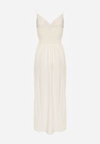 Born2be - Beżowa Sukienka z Wiskozy Amanita. Okazja: na co dzień. Kolor: beżowy. Wzór: kolorowy, jednolity. Typ sukienki: kopertowe. Materiał: wiskoza. Długość rękawa: na ramiączkach. Sezon: lato. Styl: casual. Długość: maxi #2