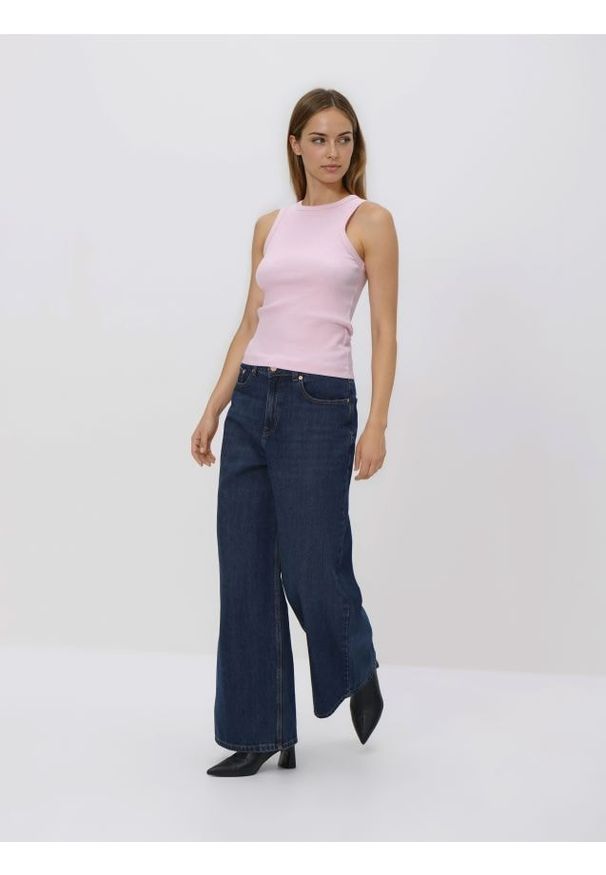 Reserved - Bawełniany top - pastelowy róż. Kolor: różowy. Materiał: bawełna